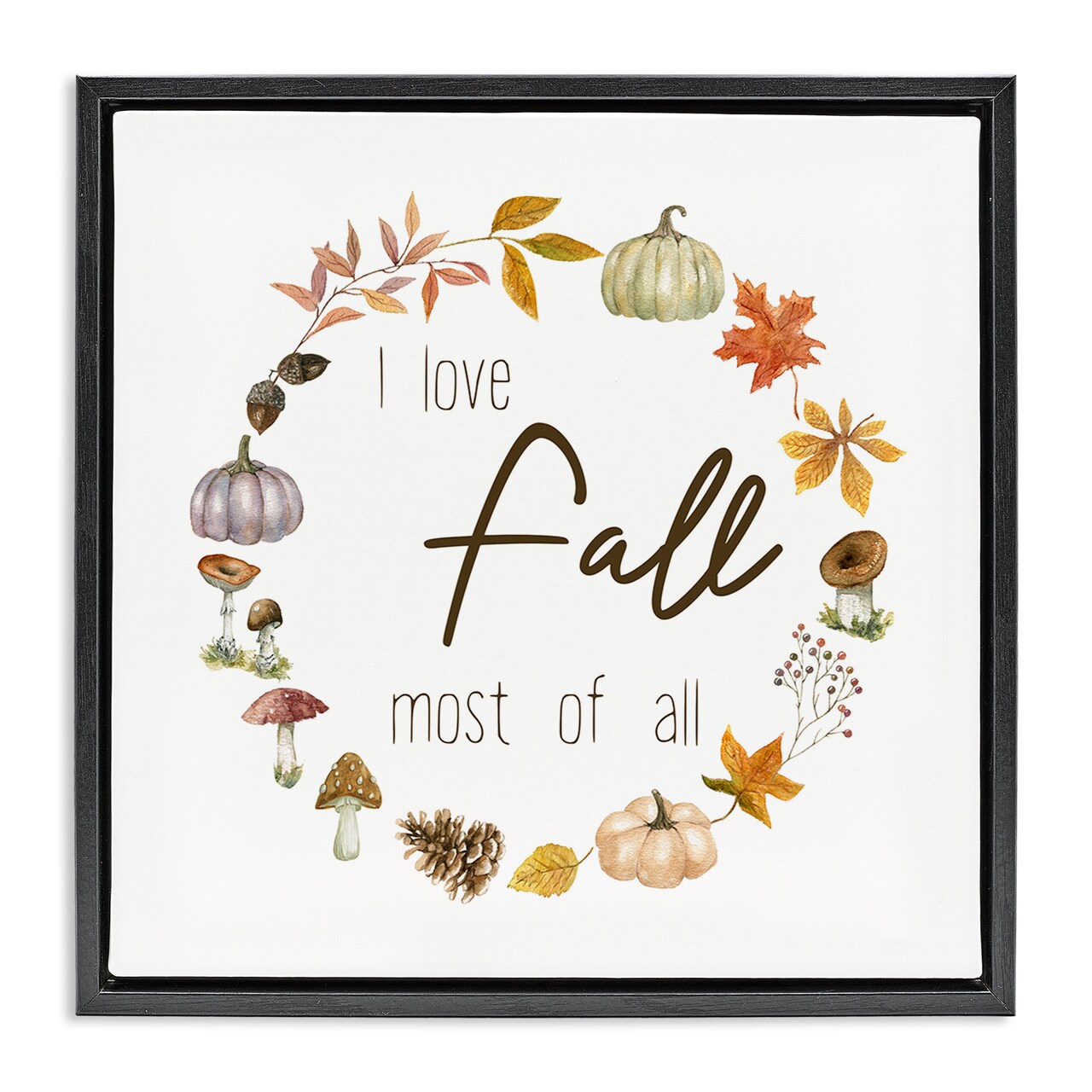 Stupell Industries Love Fall Most Wreath Floating Frame, design by Livi Finn